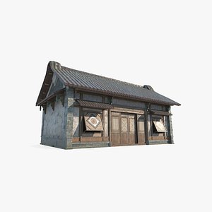 Asian ancient building brick house 3D