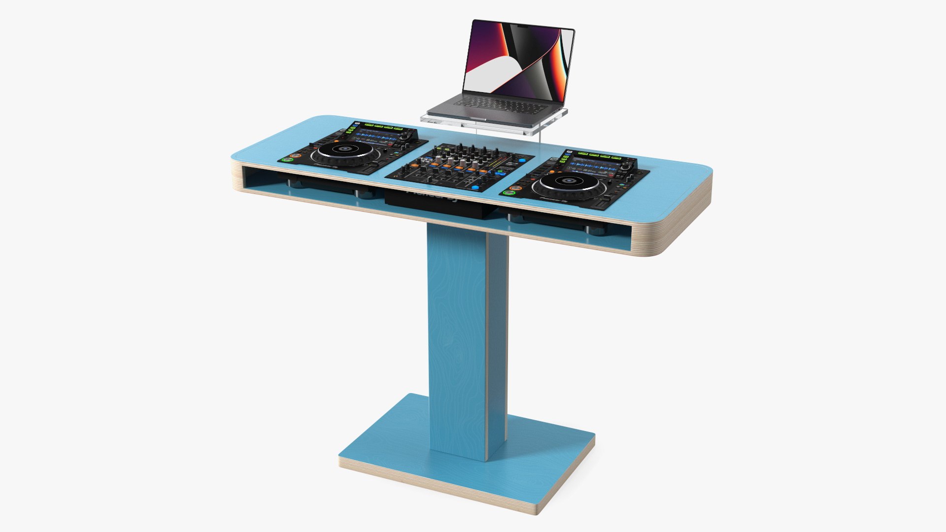 Blue DJ Booth 3D model preview