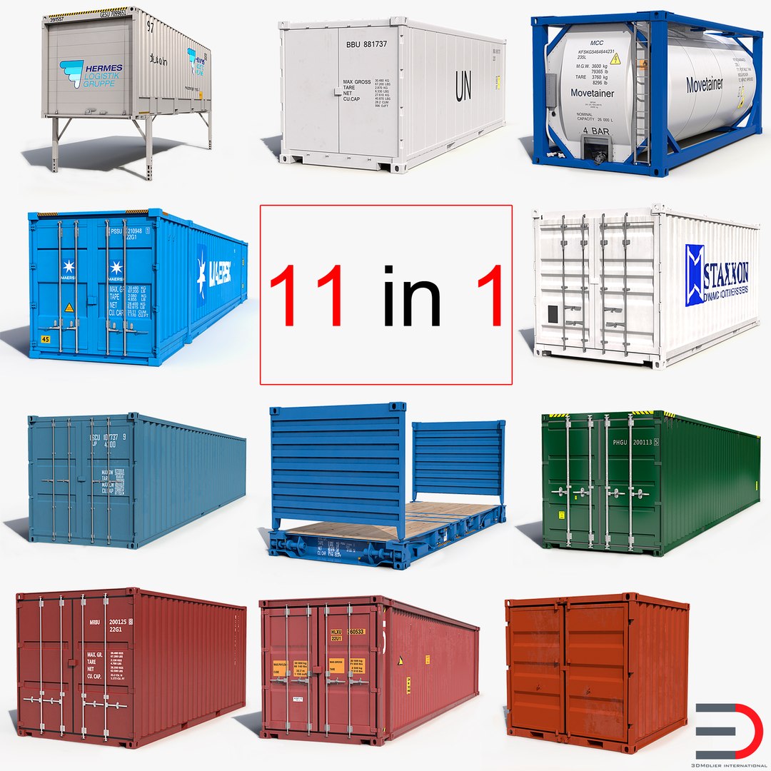 Containers Collection 3D model preview