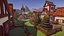 3D houses nature village landscape model