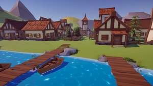 Low Poly Medieval Village