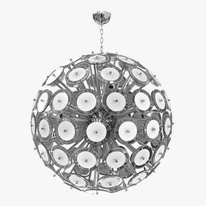 Italian White Murano Glass Disco Sputnik chandelier