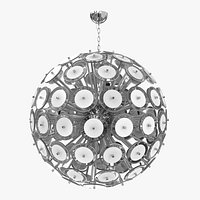 Italian White Murano Glass Disco Sputnik chandelier