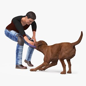 Man Playing with Dog