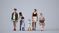 Basics0847 - A set containing 5 models of male and female teens and kids standing in casual attire i