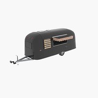 Modern Catering Trailer Mockup Black Rigged for Cinema 4D