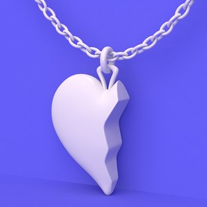 3D heart necklace model