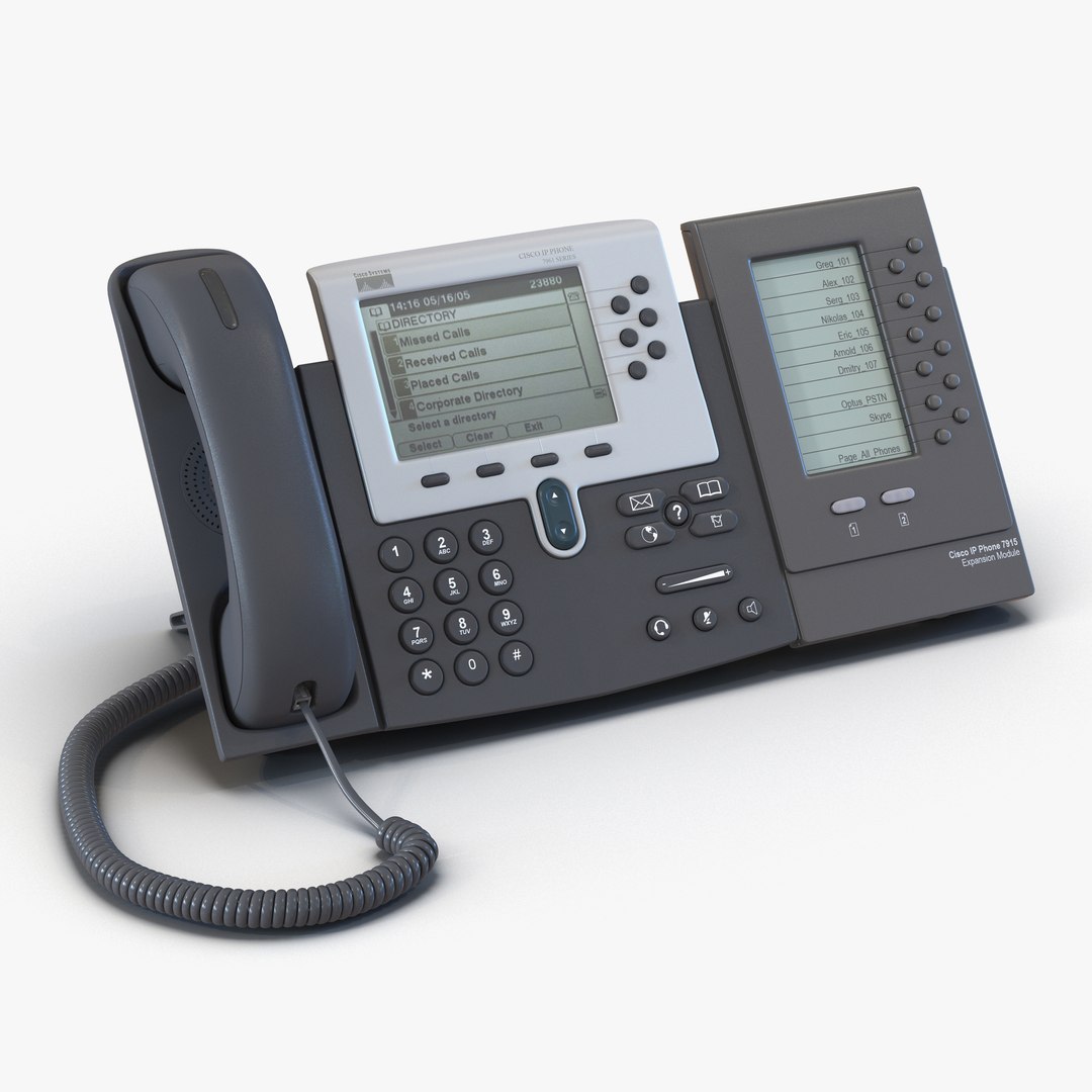 Cisco Unified IP Phone 7961G and Expansion Module 3D model preview