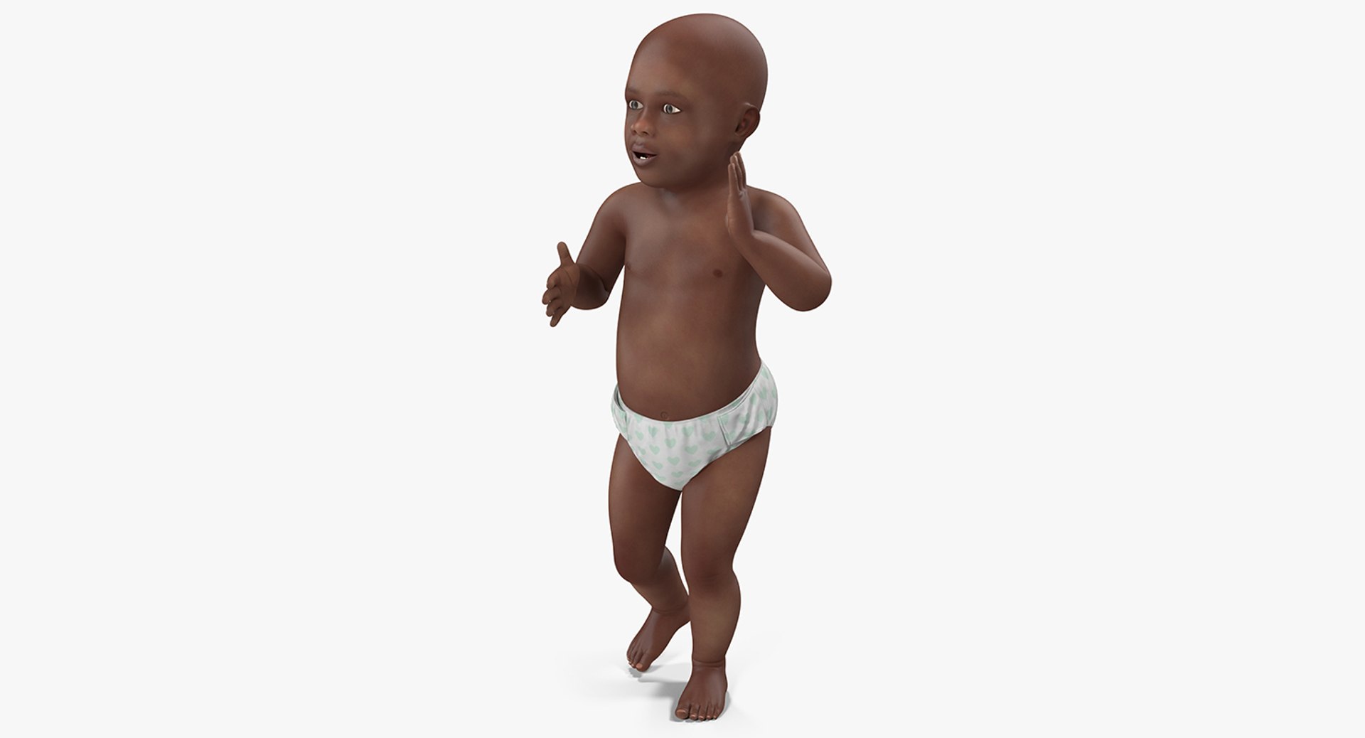 African American Baby Rigged 3D Model 3D model preview