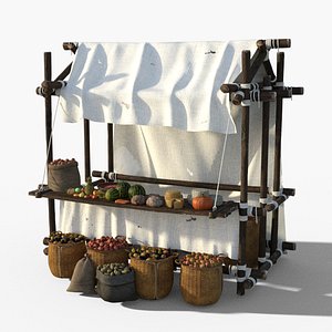 Marketplace Tent - Fruits Vegetables low-poly 3d model model
