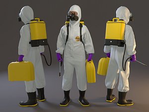 3D model female biohazard suit acc