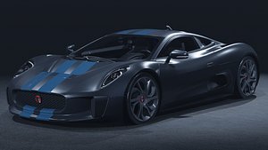 2013 Jaguar C-X75 Concept 3D Model  Hybrid Hypercar Vision British Innovation