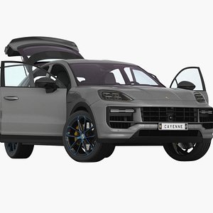 Porsche Cayenne e-hybrid coupe 2024 Opening doors and trunk model