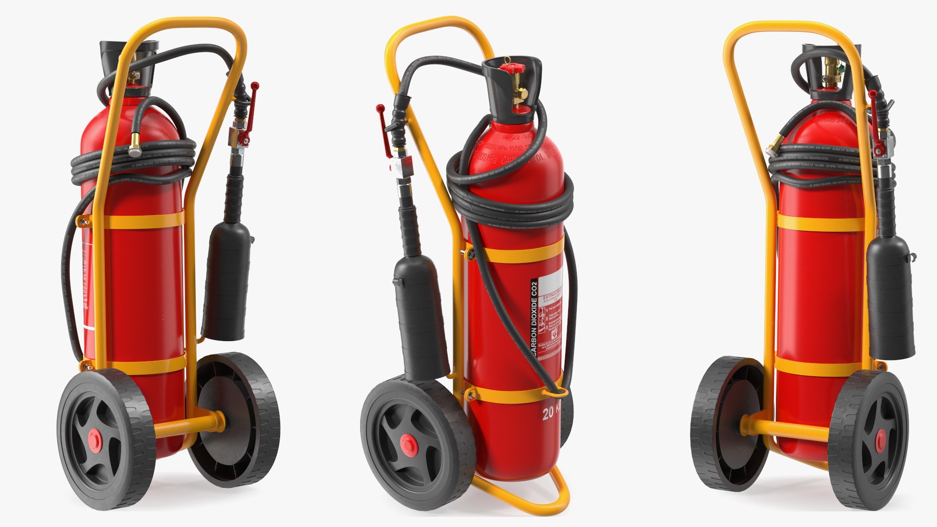 CO2 Wheeled Fire Extinguisher 20Kg 3D model preview