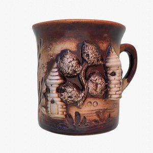 Ethnic clay cup low-poly 3D model 3D