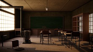 Japanese Classroom 3d Scene