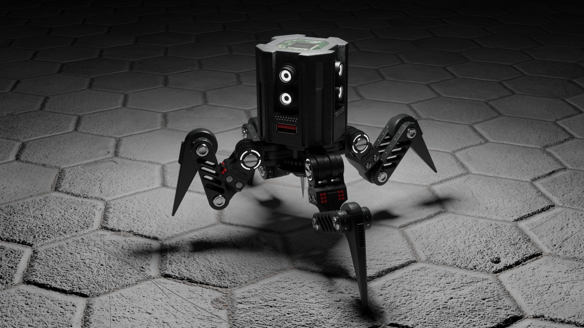 3D Spider-Bot model https://p.turbosquid.com/ts-thumb/nq/aSV7yr/ym/mini/jpg/1674175520/1920x1080/turn_fit_q99/00f3f13bdf8c125a7c0d42846e974d3c6804536b/mini-1.jpg