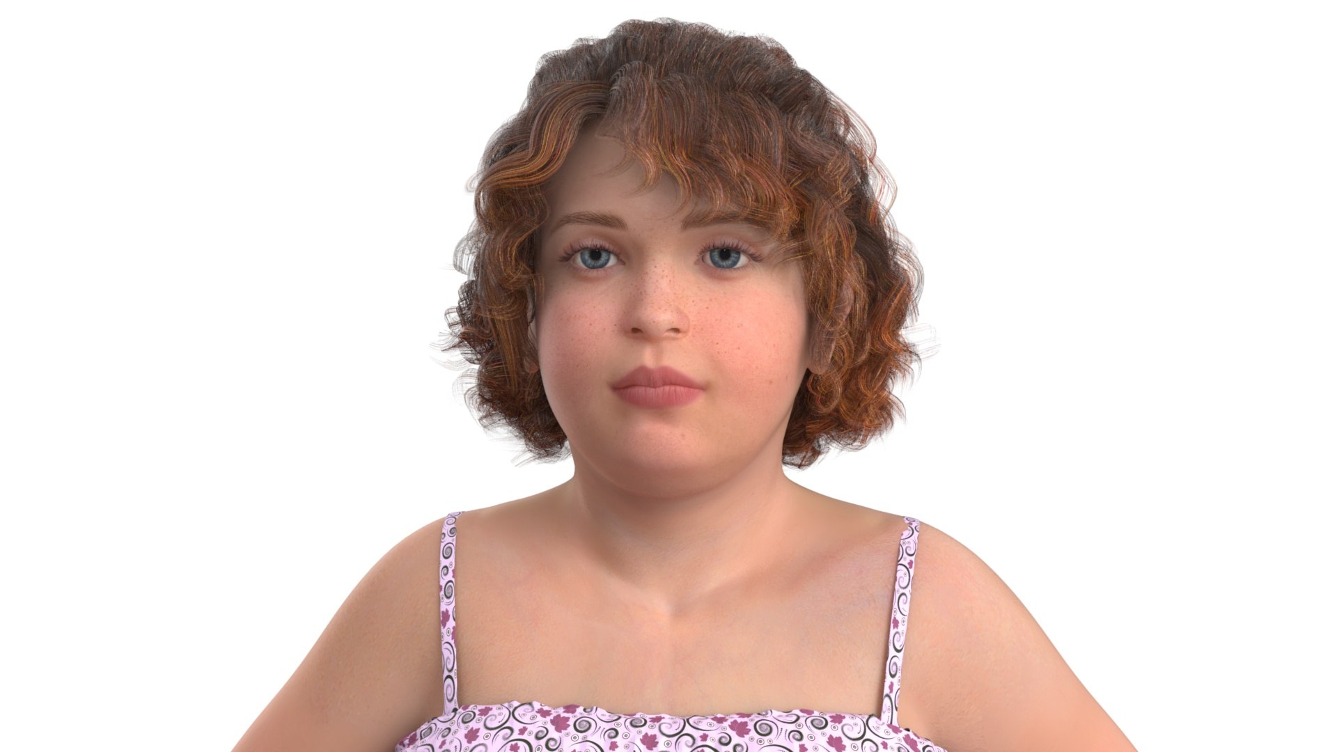 Young Obese Girl A-Pose 3D model preview