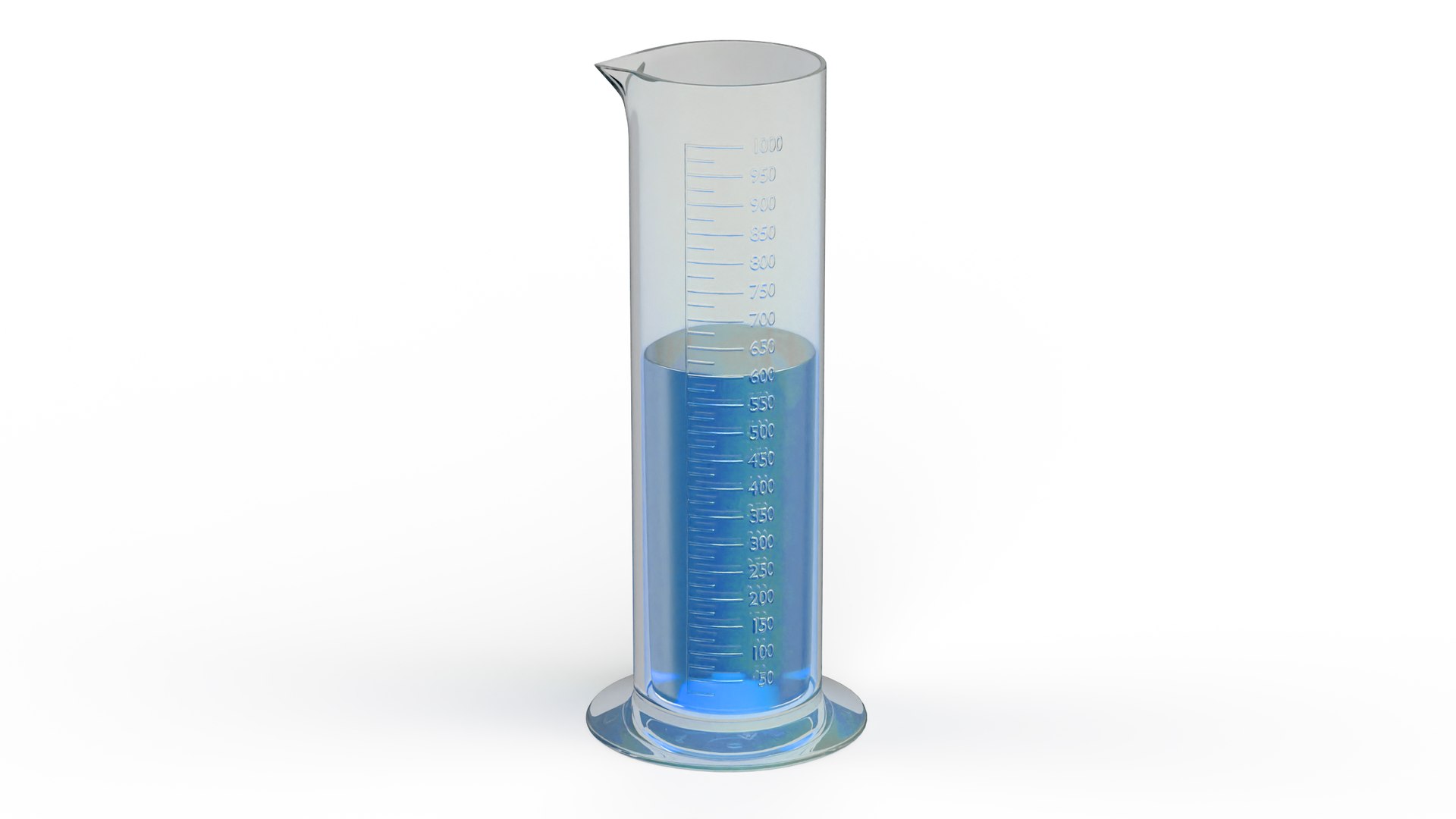 Measuring Cylinder Flask Blue Liquor 3D model preview