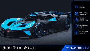 2020 Bugatti Bolide Concept 3D Model  The Ultimate Track-Only Hypercar 3D model