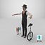 Street Performer with a Unicycle 3D model