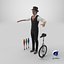 Street Performer with a Unicycle 3D model