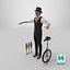 Street Performer with a Unicycle 3D model