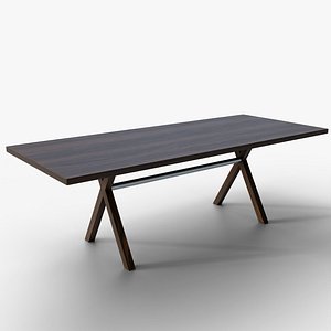 Modern Wooden Office Desk with A-Frame Legs 3D Model 3D model
