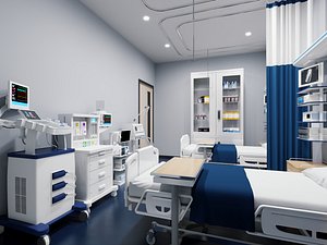 Hospital Operating Room Ward 3D Model Medical Equipment Scene