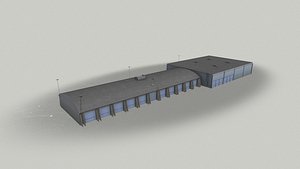 Hangar building Low Poly 3D Model 3D model