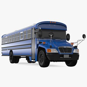 3D Blue Bird Commercial Bus Exterior Only
