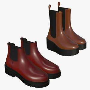 3D Realistic Leather Boots V17 model