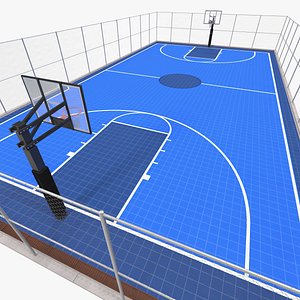 3D outdoor basketball court baskets