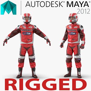 Motorcycle Rider 2 Rigged for Maya