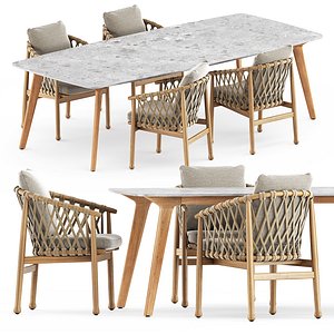 3D model Ginestra chairs and Torsa Dining table Teak