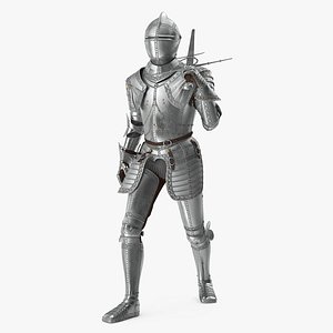Polished Knight Plate Armor Walking Pose