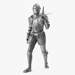 Polished Knight Plate Armor Walking Pose