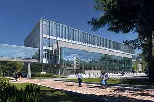 3D Contemporary Government Office Building Exterior with Glass Facade model