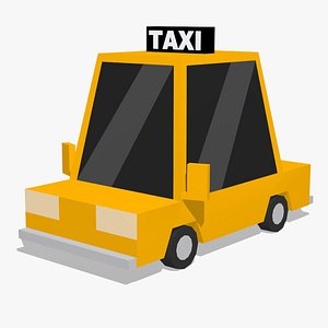 3D Cartoon Taxi Cab Car Low Poly Stylized Vehicle