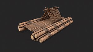 Primitive Wooden Raft Survival Boat