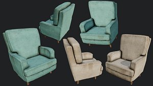 3D old linen armchair pbr