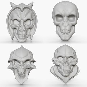 4 Monster Skull Reliefs Collection 4