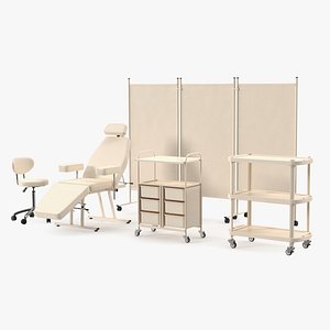 3D model Doctors Office Furniture Set Beige