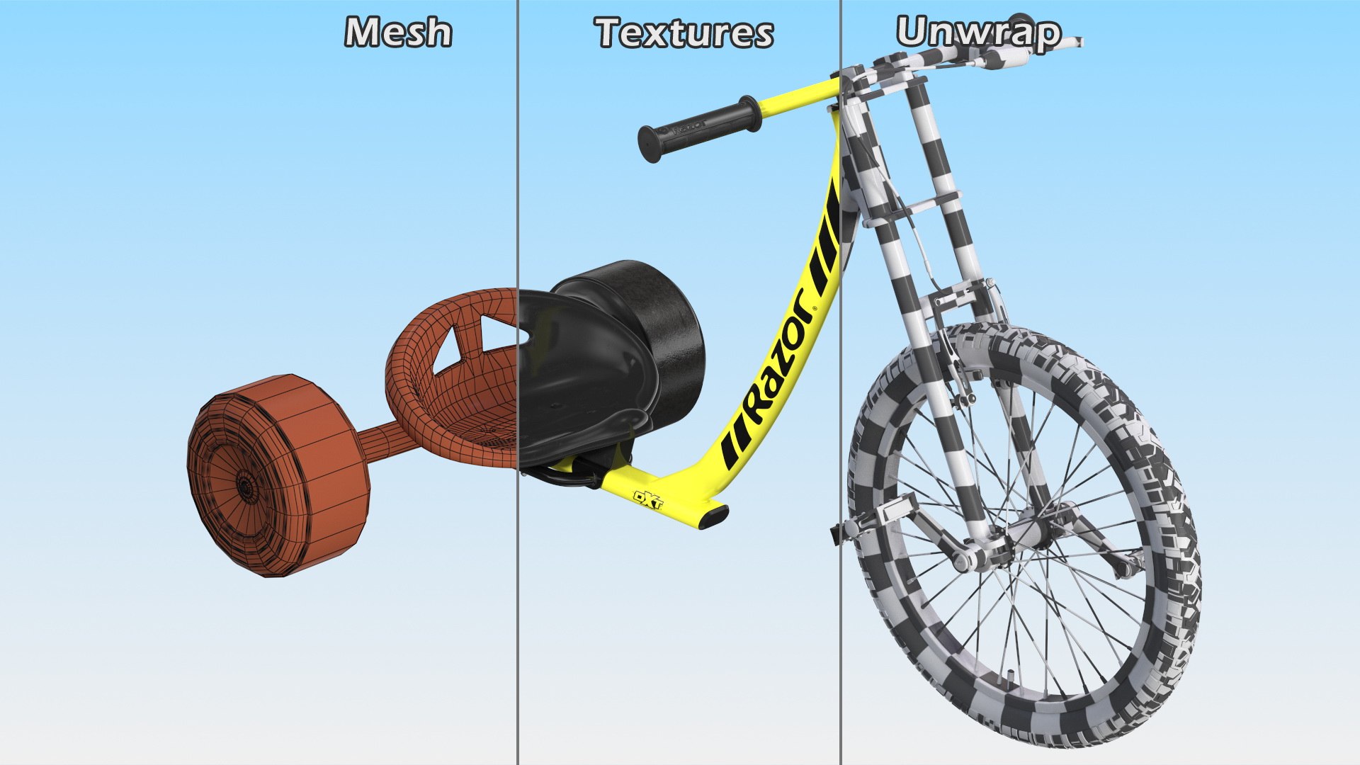 3D Razor DXT Drift Trike Yellow Rigged model https://p.turbosquid.com/ts-thumb/ns/4P6XpC/62/razordxtdrifttrikeyellowriggedc4dmodel022/jpg/1619785318/1920x1080/fit_q87/acd598b9e6952f5de63a951b45326bf06ce27805/razordxtdrifttrikeyellowriggedc4dmodel022.jpg