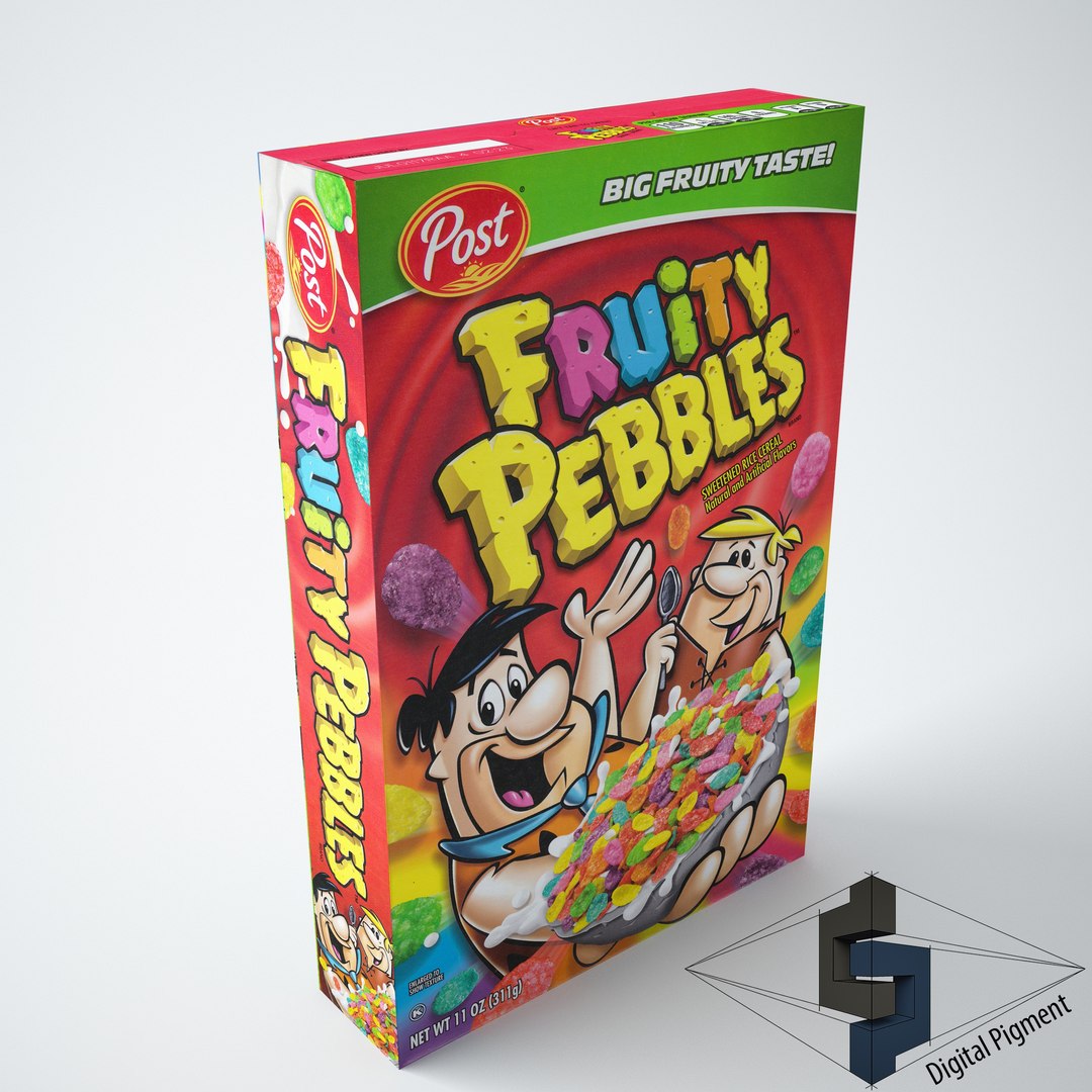 3d Model Fruity Pebbles 2 Cereal Box