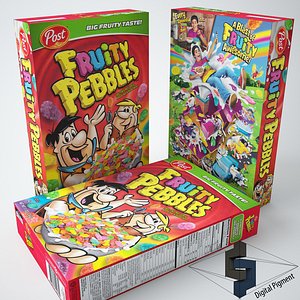 3d model fruity pebbles 2 cereal box