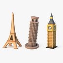 Low Poly Cartoon Towers Collection