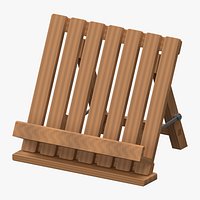 Folding Wooden Cookbook Stand with Slatted Back and Fixed Stays