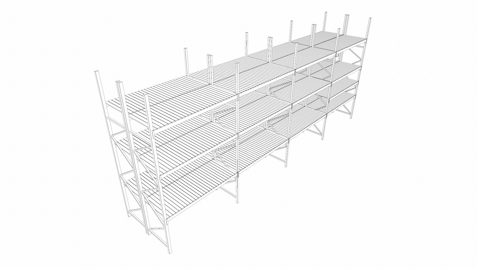 3D Warehouse Wooden Racks Shelves Model - TurboSquid 2338643
