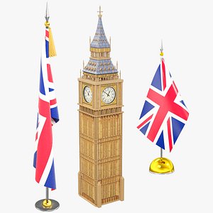 British Flags and Big Ben Collection V3 3D